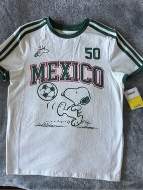 Peanuts White & Dark Green Mexico Snoopy Soccer Tee